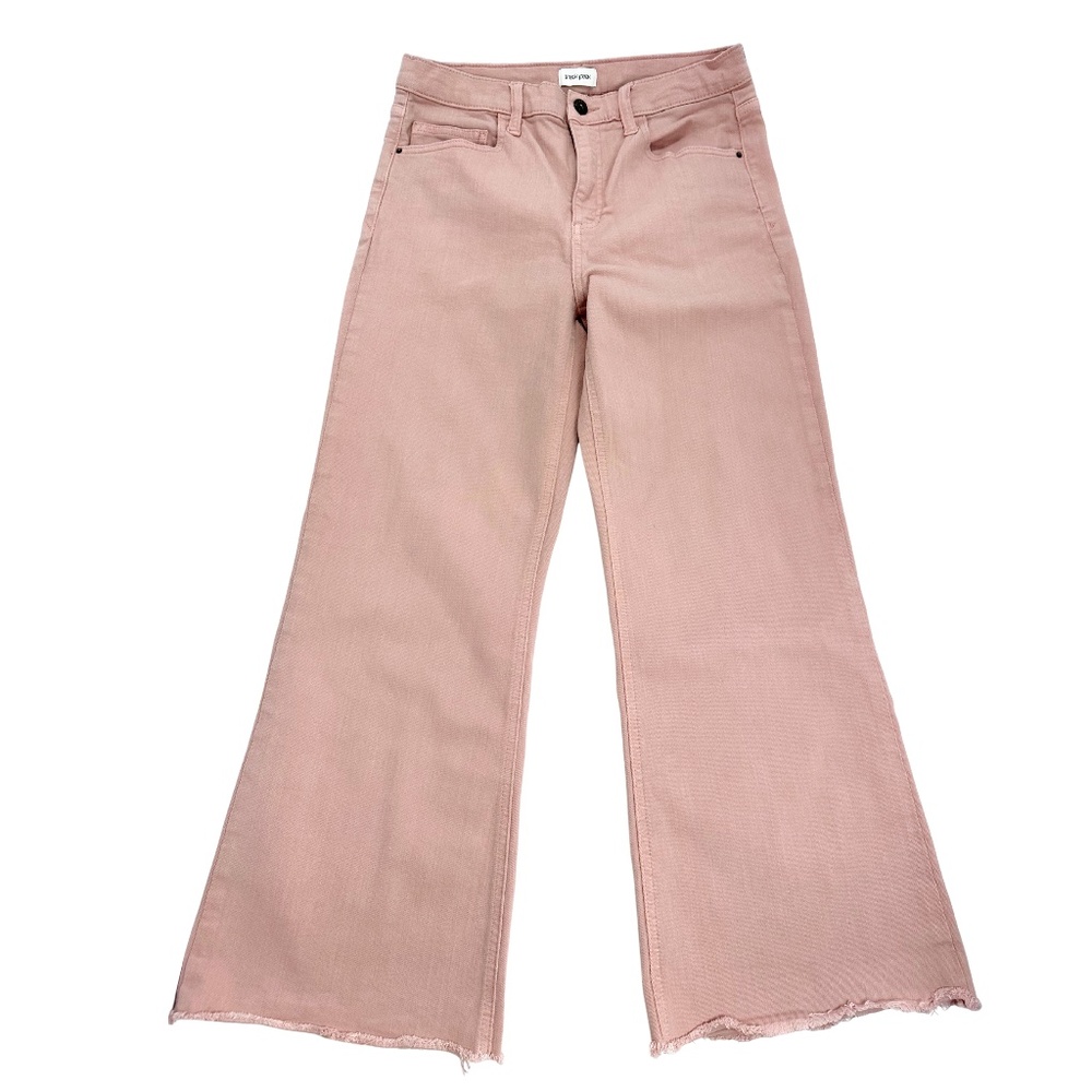 Sneak Peek Dusty Pink Cropped Wide Leg Jeans Size 9 Raw Hem